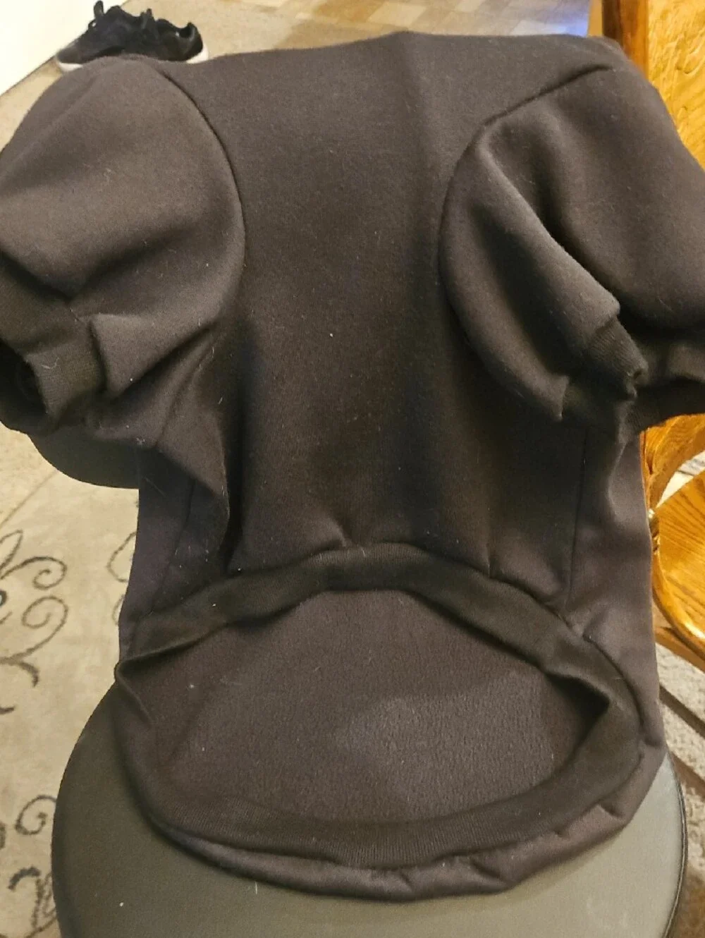 Black Dog Hoodie with Red Heart Graphic
